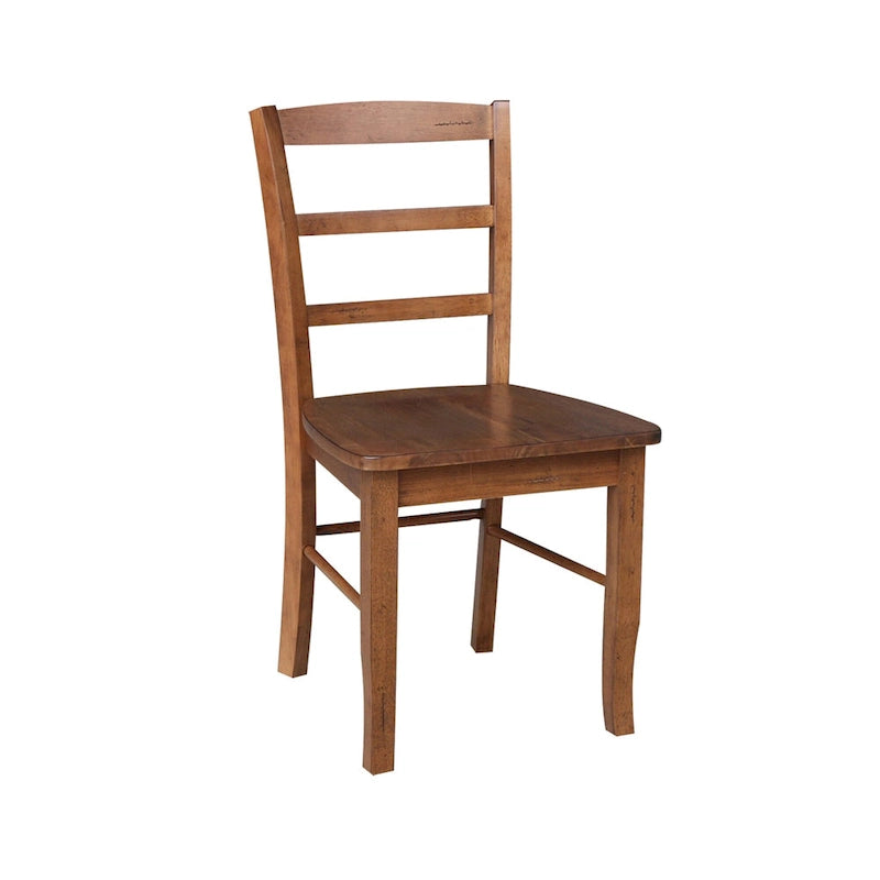 Table à manger ronde en bois massif avec 4 chaises à dossier ajouré