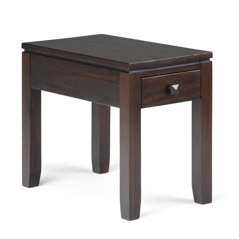Table d'appoint étroite et moderne en bois massif, rectangulaire et large
