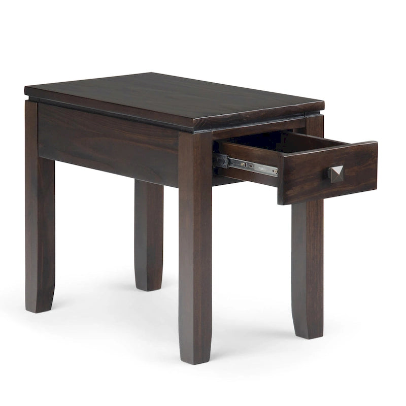 Table d'appoint étroite et moderne en bois massif, rectangulaire et large