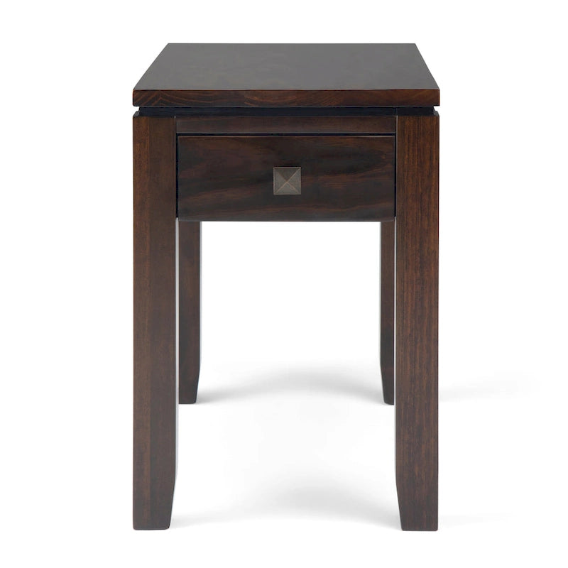 Table d'appoint étroite et moderne en bois massif, rectangulaire et large