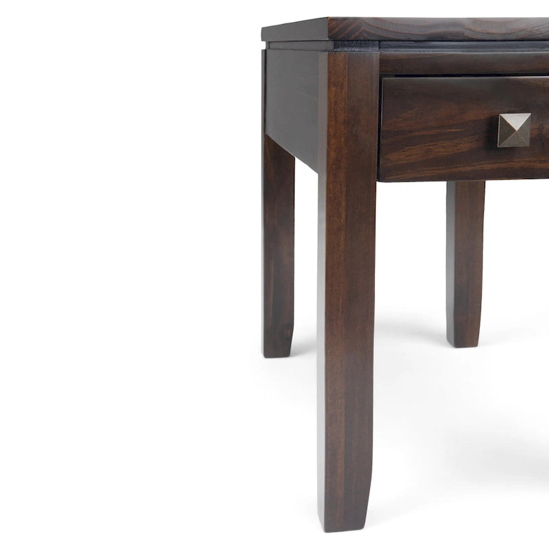 Table d'appoint étroite et moderne en bois massif, rectangulaire et large