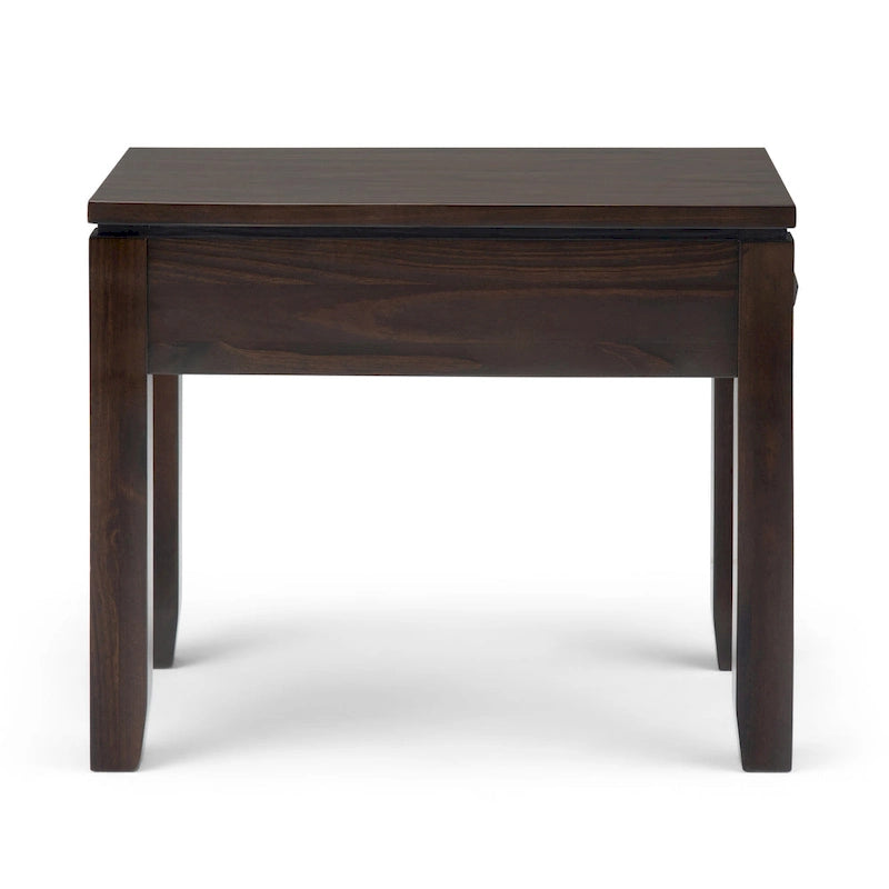 Table d'appoint étroite et moderne en bois massif, rectangulaire et large