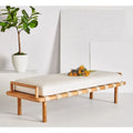 Banc rembourré en teck Grizelda SAFAVIEH Couture - 70 po L x 26 po P x 19 po H - 70Lx26Px19H