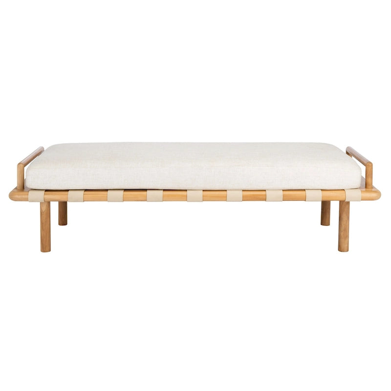 Banc rembourré en teck Grizelda SAFAVIEH Couture - 70 po L x 26 po P x 19 po H - 70Lx26Px19H
