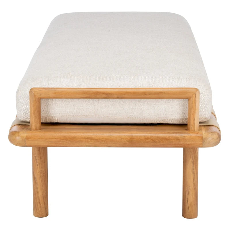 Banc rembourré en teck Grizelda SAFAVIEH Couture - 70 po L x 26 po P x 19 po H - 70Lx26Px19H