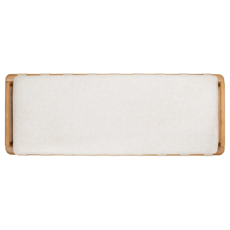 Banc rembourré en teck Grizelda SAFAVIEH Couture - 70 po L x 26 po P x 19 po H - 70Lx26Px19H