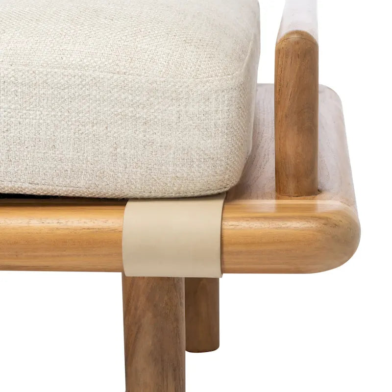 Banc rembourré en teck Grizelda SAFAVIEH Couture - 70 po L x 26 po P x 19 po H - 70Lx26Px19H