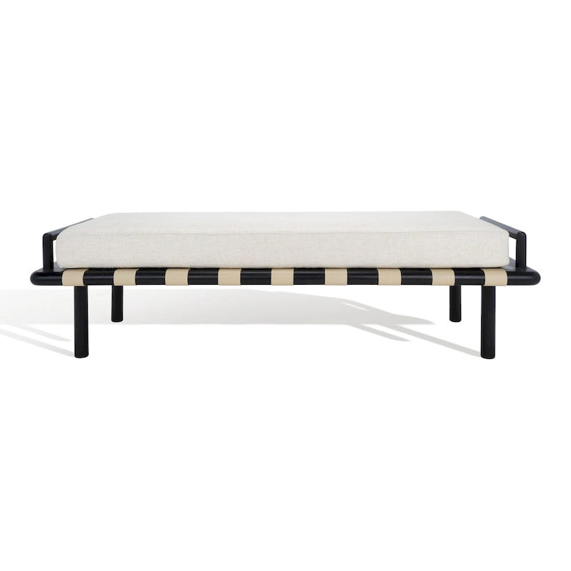 Banc rembourré en teck Grizelda SAFAVIEH Couture - 70 po L x 26 po P x 19 po H - 70Lx26Px19H