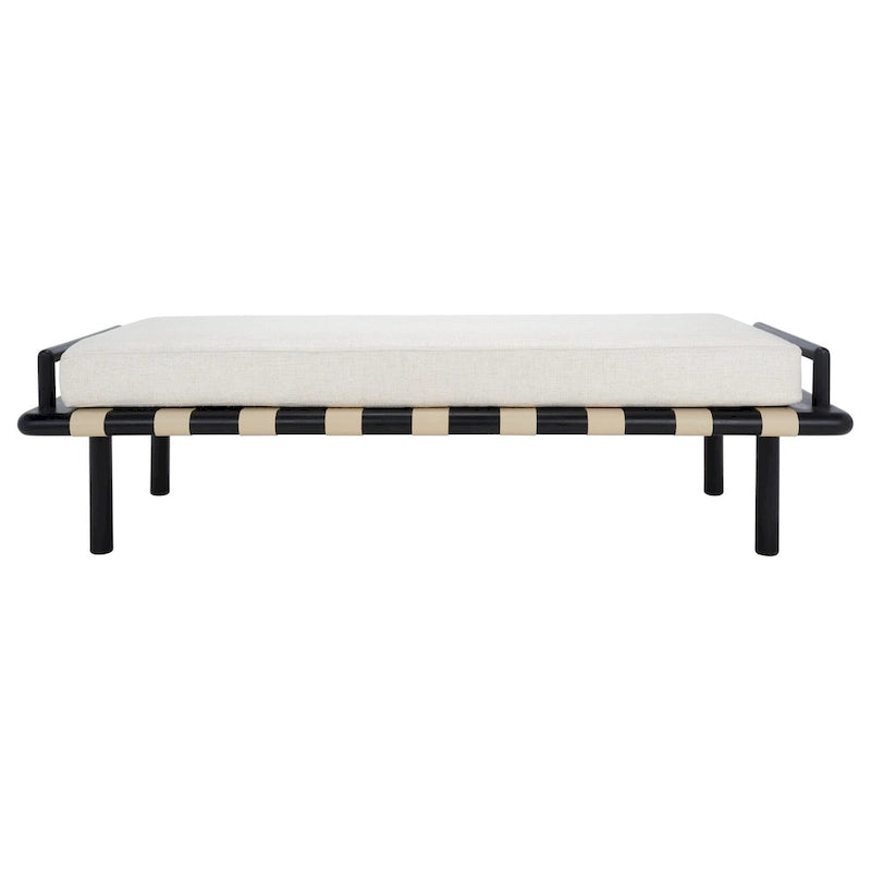 Banc rembourré en teck Grizelda SAFAVIEH Couture - 70 po L x 26 po P x 19 po H - 70Lx26Px19H