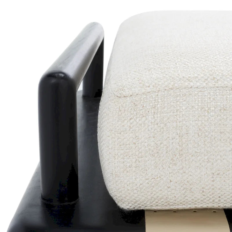 Banc rembourré en teck Grizelda SAFAVIEH Couture - 70 po L x 26 po P x 19 po H - 70Lx26Px19H