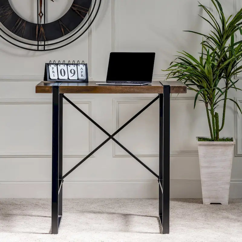 Bureau debout en bois de manguier et métal