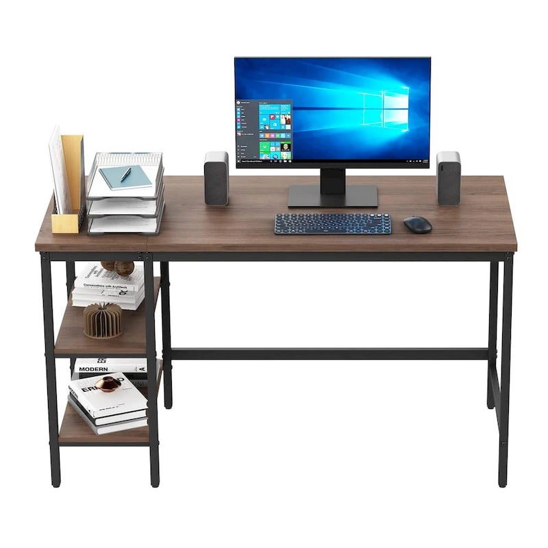Bureau d'ordinateur avec étagères de rangement