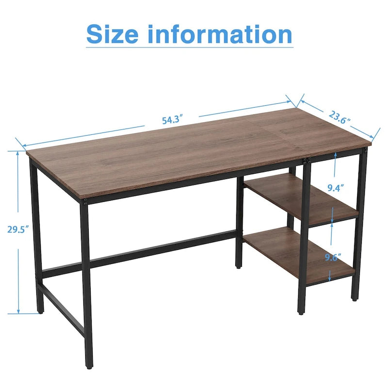 Bureau d'ordinateur avec étagères de rangement