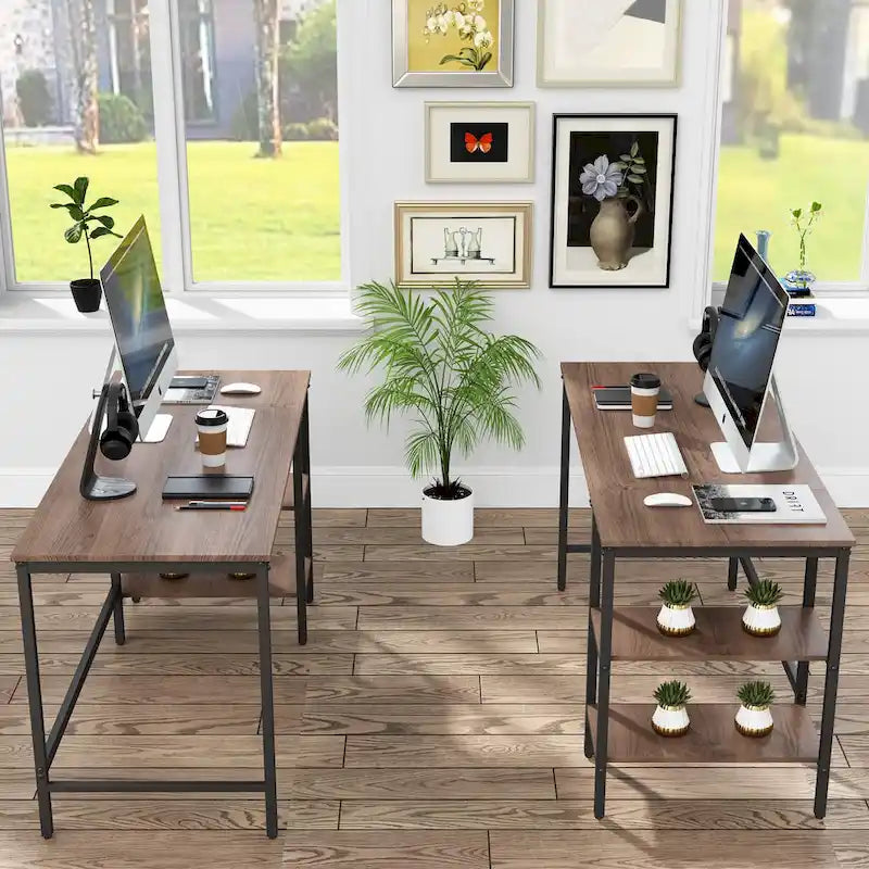 Bureau d'ordinateur avec étagères de rangement