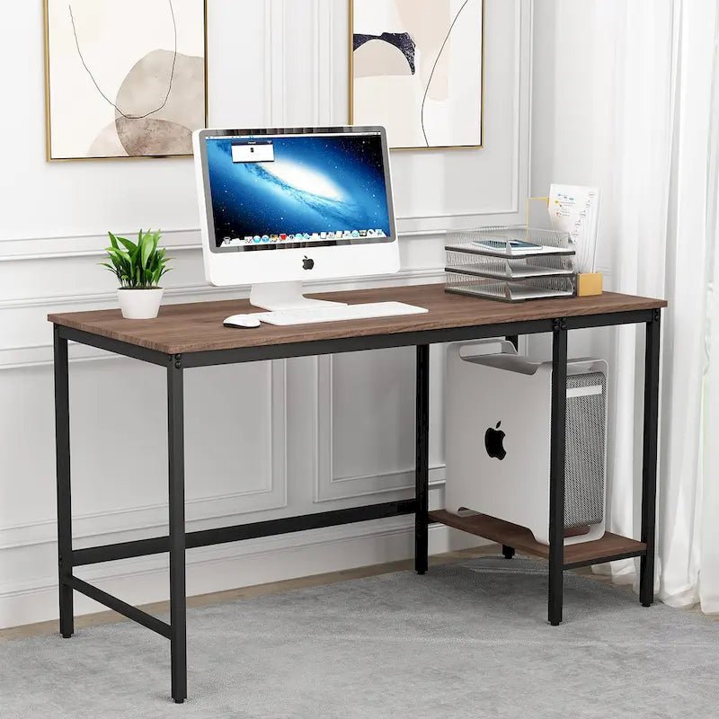 Bureau d'ordinateur avec étagères de rangement