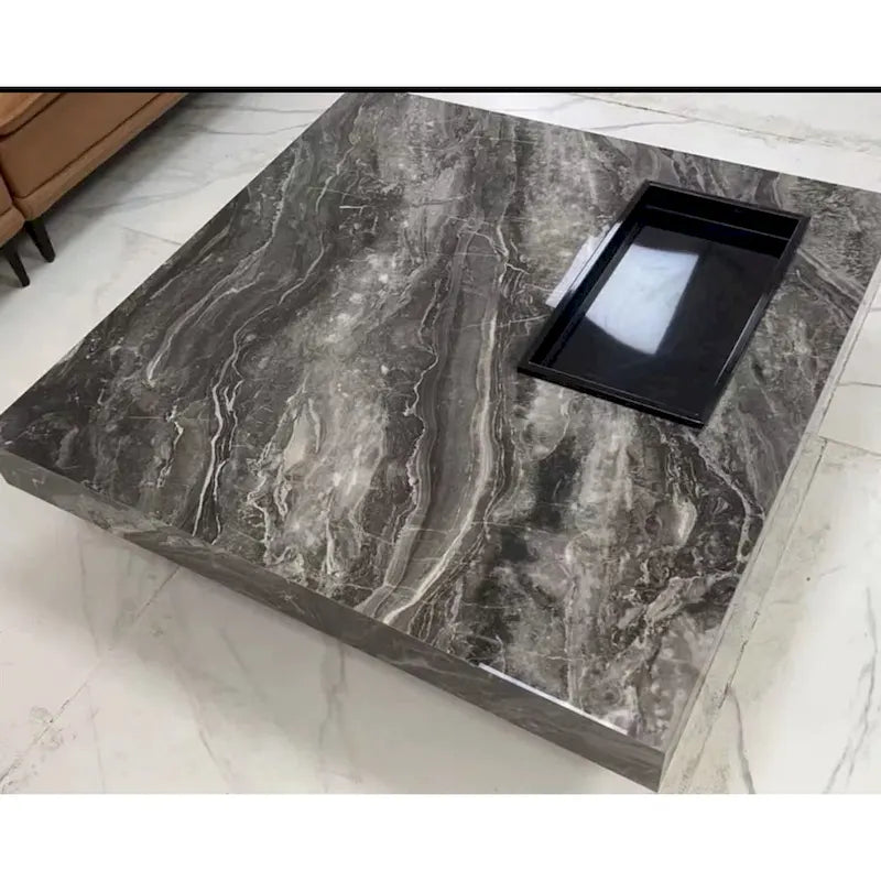Table basse carrée de luxe en pierre frittée