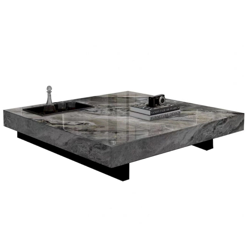 Table basse carrée de luxe en pierre frittée