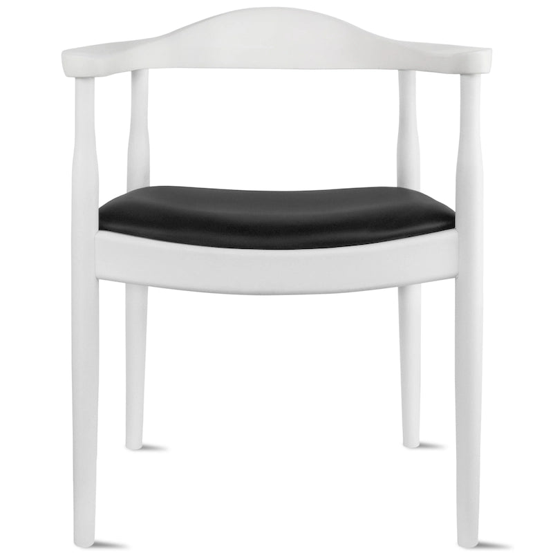 Chaise de salle à manger Kennedy en bois massif coudée, en chêne et similicuir