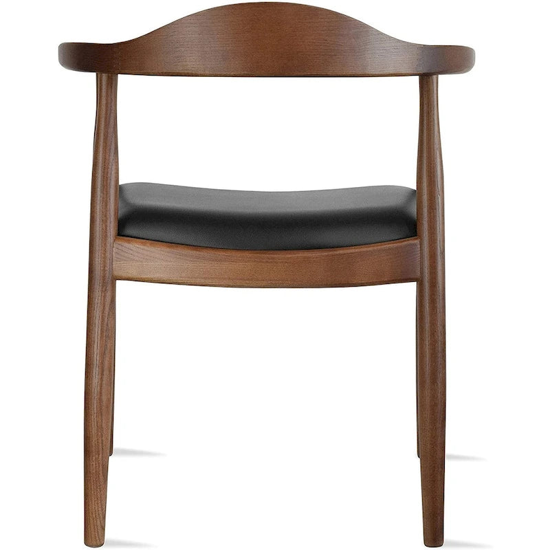 Chaise de salle à manger Kennedy en bois massif coudée, en chêne et similicuir