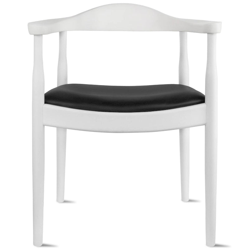 Chaise de salle à manger Kennedy en bois massif coudée, en chêne et similicuir