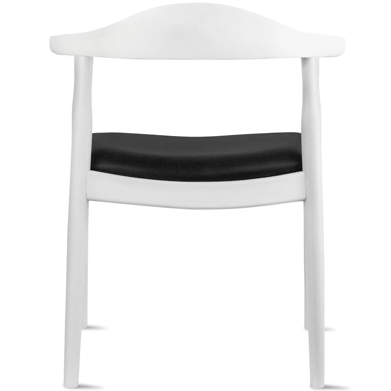 Chaise de salle à manger Kennedy en bois massif coudée, en chêne et similicuir
