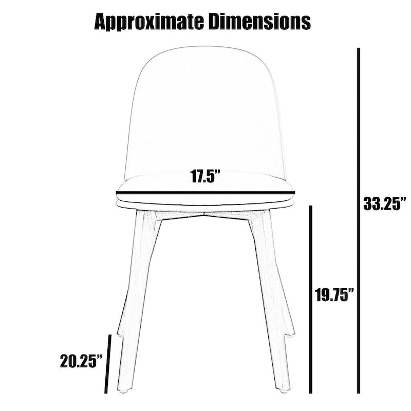 Ensemble de deux chaises de salle à manger, avec dossiers, sans accoudoirs, assise en plastique et pieds en bois.