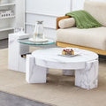 Table basse en MDF à motif marbre avec table d'appoint.