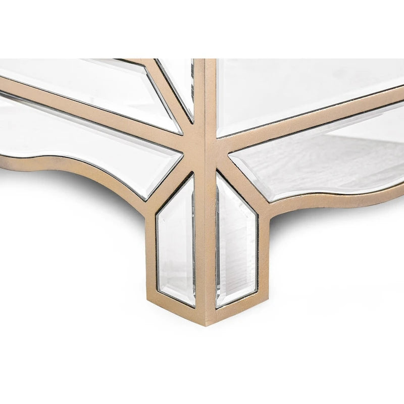 Hotte de cuisinière à trois tiroirs avec miroir couleur champagne, table de chevet multifonctionnelle