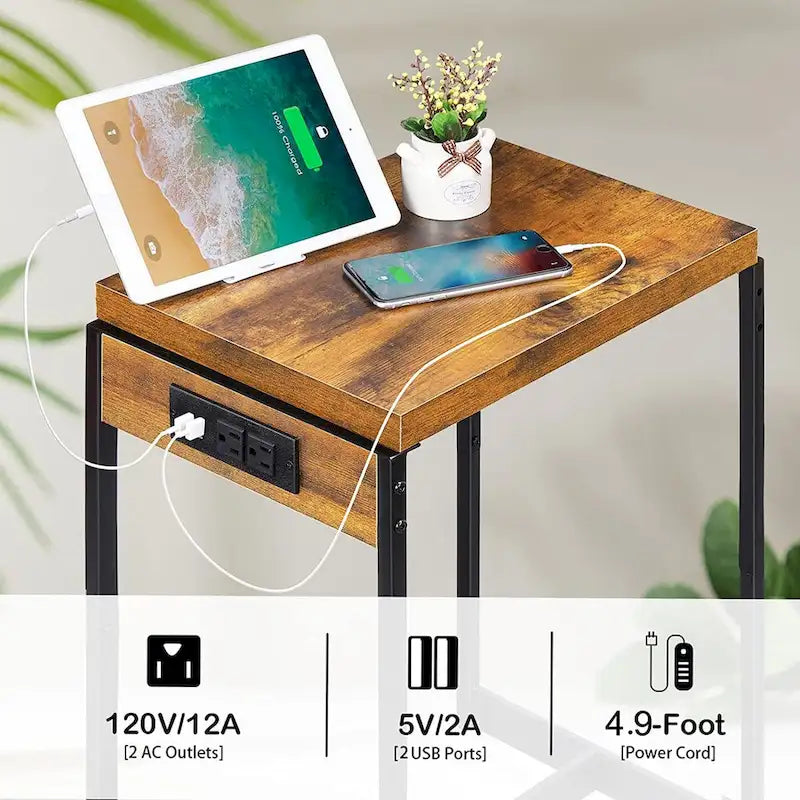 Ensemble de tables de chevet avec station de recharge