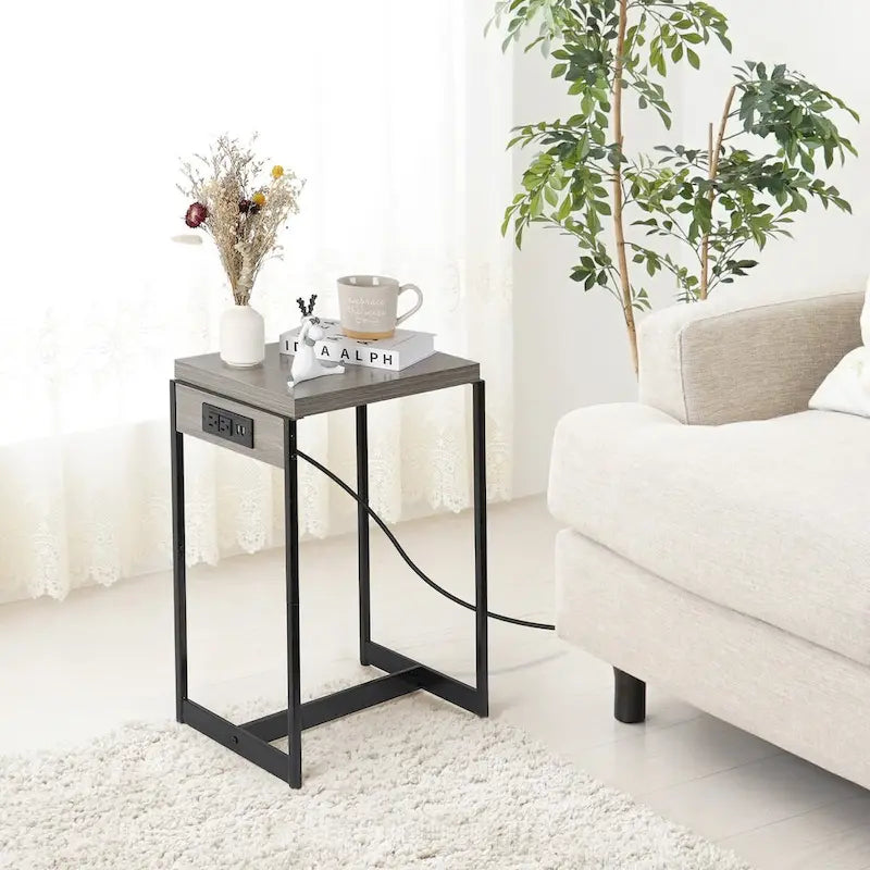 Ensemble de tables de chevet avec station de recharge
