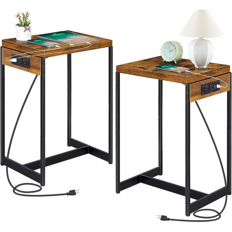 Ensemble de tables de chevet avec station de recharge