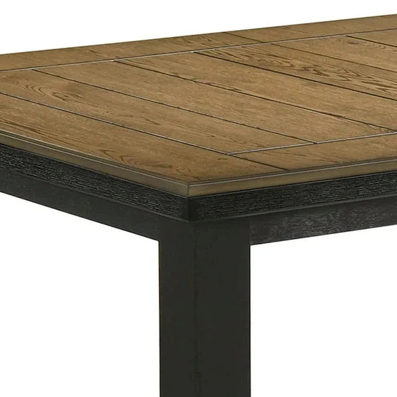 Table de salle à manger haute, extensible, bois marron.