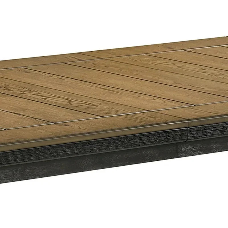 Table de salle à manger haute, extensible, bois marron.