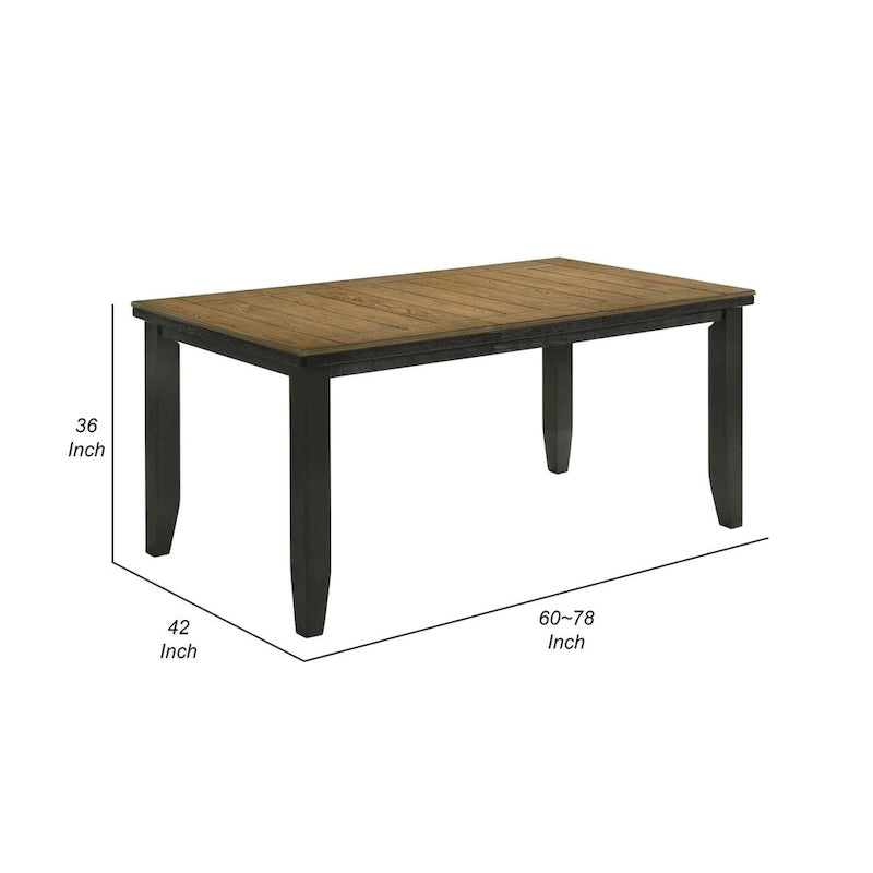 Table de salle à manger haute, extensible, bois marron.