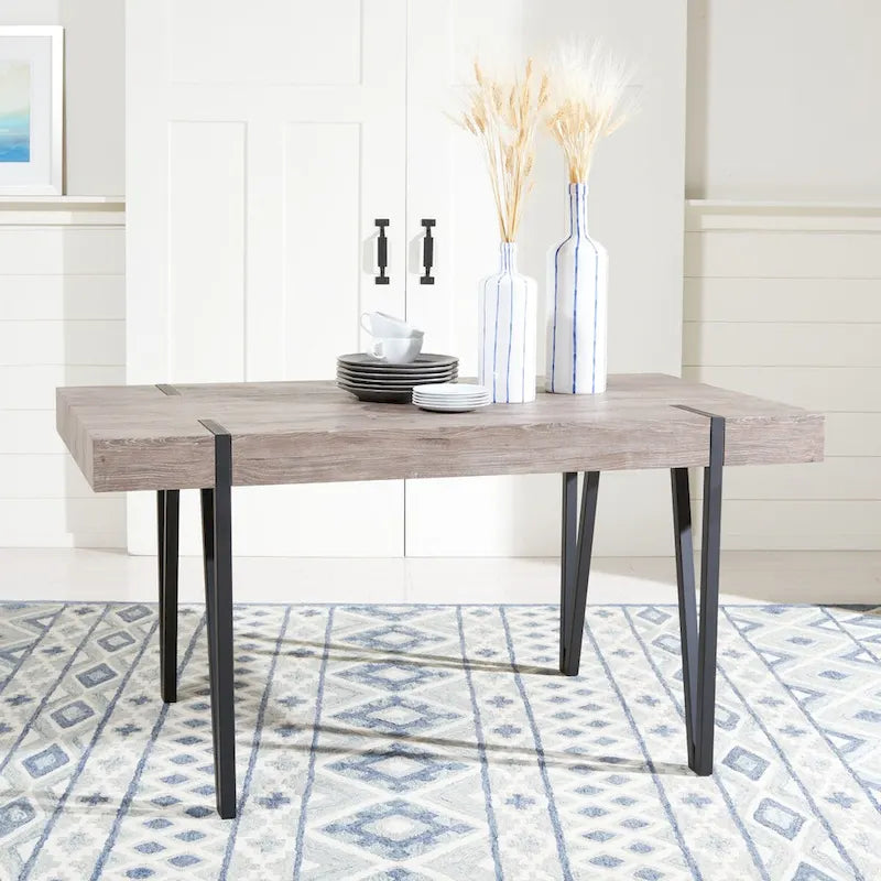 Table de salle à manger SAFAVIEH Asal, style industriel rustique du milieu du siècle - 150 cm (L) x 90 cm (l) x 75 cm (H) - 150 x 89 x 76 cm