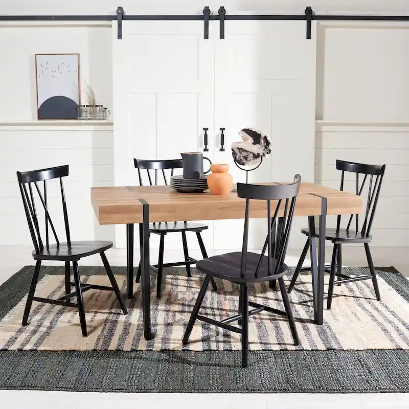 Table de salle à manger SAFAVIEH Asal, style industriel rustique du milieu du siècle - 150 cm (L) x 90 cm (l) x 75 cm (H) - 150 x 89 x 76 cm