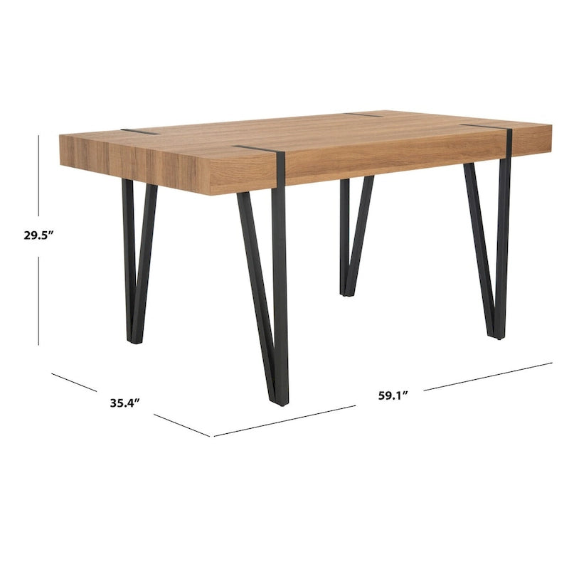 Table de salle à manger SAFAVIEH Asal, style industriel rustique du milieu du siècle - 150 cm (L) x 90 cm (l) x 75 cm (H) - 150 x 89 x 76 cm