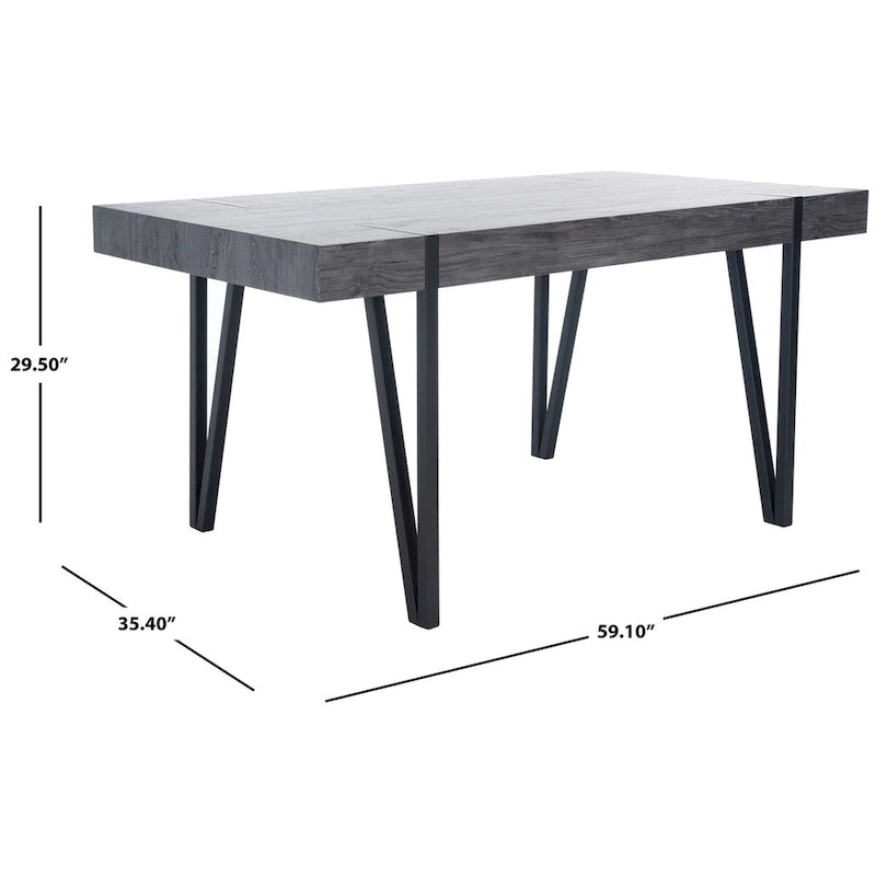 Table de salle à manger SAFAVIEH Asal, style industriel rustique du milieu du siècle - 150 cm (L) x 90 cm (l) x 75 cm (H) - 150 x 89 x 76 cm