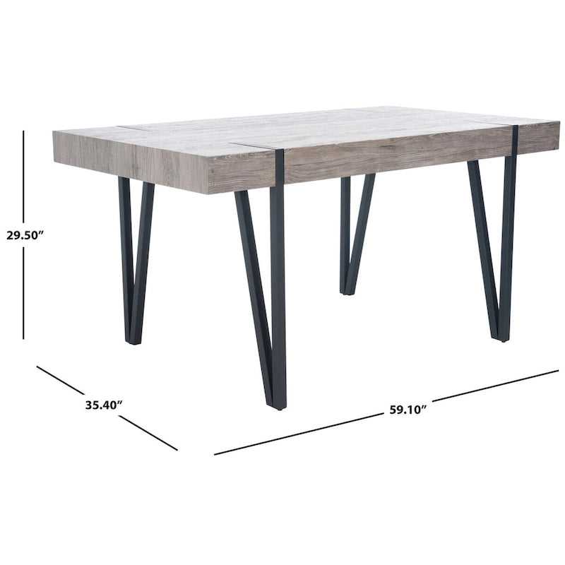 Table de salle à manger SAFAVIEH Asal, style industriel rustique du milieu du siècle - 150 cm (L) x 90 cm (l) x 75 cm (H) - 150 x 89 x 76 cm